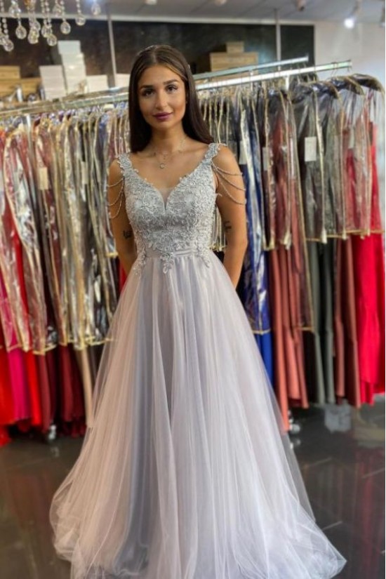 A-Line Lace and Tulle Long Prom Dress Formal Evening Gowns 901299 A-Line Lace and Tulle Long Prom Dress Formal Evening Gowns 901299