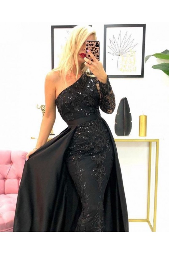 Long Black Mermaid One Shoulder Prom Dress Formal Evening Gowns 901303 Long Black Mermaid One Shoulder Prom Dress Formal Evening Gowns 901303