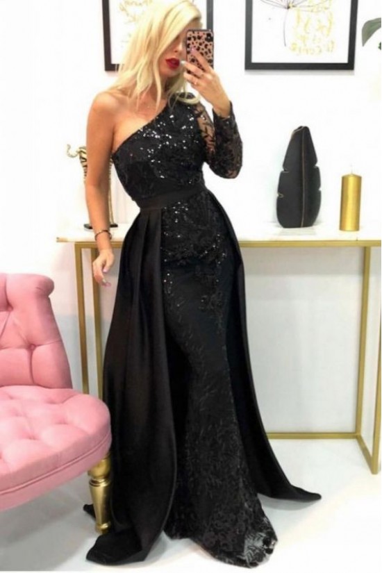 Long Black Mermaid One Shoulder Prom Dress Formal Evening Gowns 901303 Long Black Mermaid One Shoulder Prom Dress Formal Evening Gowns 901303