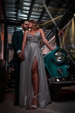 A-Line Long Sparkle Prom Dress Formal Evening Gowns 901306