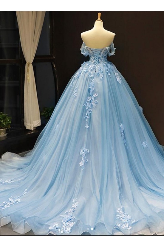 Long Blue Lace and Tulle Prom Dress Formal Evening Gowns 901308 Long Blue Lace and Tulle Prom Dress Formal Evening Gowns 901308