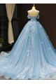 Long Blue Lace and Tulle Prom Dress Formal Evening Gowns 901308 Long Blue Lace and Tulle Prom Dress Formal Evening Gowns 901308