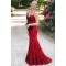 Mermaid Long Red Spaghetti Straps Lace Prom Dress Formal Evening Gowns 901310