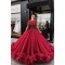 Long Burgundy Lace and Tulle Prom Dress Formal Evening Gowns 901311