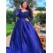Long Royal Blue Lace and Satin Plus Size Prom Dress Formal Evening Gowns 901312