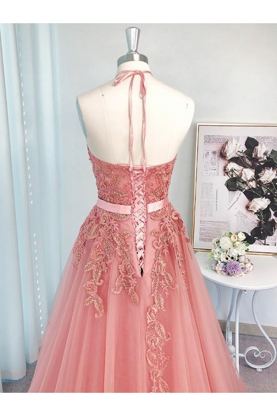 A-Line Lace and Tulle Long Prom Dress Formal Evening Gowns 901314 A-Line Lace and Tulle Long Prom Dress Formal Evening Gowns 901314