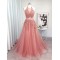 A-Line Lace and Tulle Long Prom Dress Formal Evening Gowns 901314