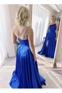 Long Royal Blue One Shoulder Prom Dress Formal Evening Gowns 901318