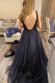 A-Line Long Navy Blue Sparkle Prom Dress Formal Evening Gowns 901322 A-Line Long Navy Blue Sparkle Prom Dress Formal Evening Gowns 901322