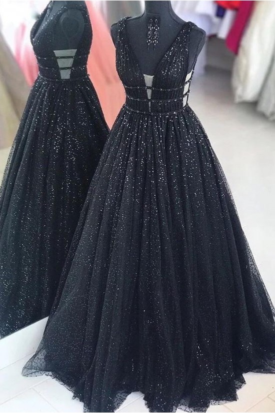 A-Line Long Navy Blue Sparkle Prom Dress Formal Evening Gowns 901322 A-Line Long Navy Blue Sparkle Prom Dress Formal Evening Gowns 901322