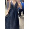 A-Line Long Navy Blue Sparkle Prom Dress Formal Evening Gowns 901322