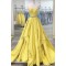 A-Line Long Yellow Strapless Prom Dress Formal Evening Gowns 901329