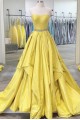 A-Line Long Yellow Strapless Prom Dress Formal Evening Gowns 901329