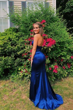 Long Royal Blue Two Pieces Prom Dress Formal Evening Gowns 901331