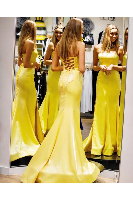 Elegant Long Yellow Mermaid Prom Dress Formal Evening Gowns 901332