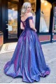 Long Blue Sparkly Off the Shoulder Prom Dress Formal Evening Gowns 901334