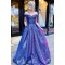 Long Blue Sparkly Off the Shoulder Prom Dress Formal Evening Gowns 901334
