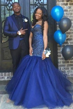 Mermaid Sweetheart Sequin Long Prom Dress Formal Evening Gowns 901338