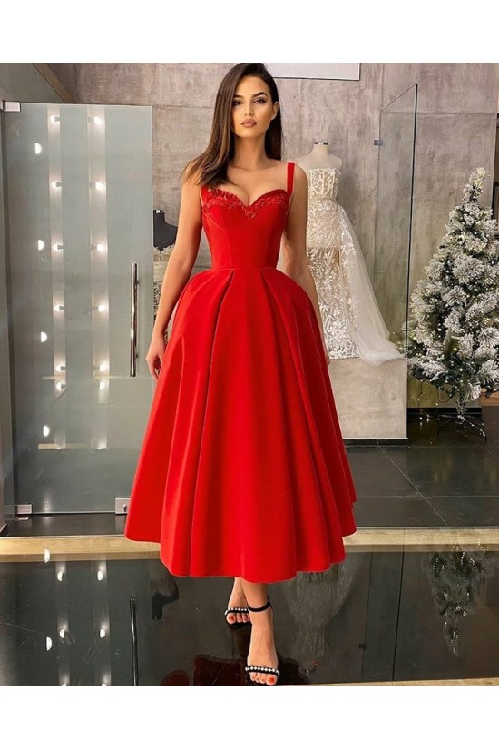 Elegant Tea Length Red Prom Dress Formal Evening Gowns 901339 Elegant Tea Length Red Prom Dress Formal Evening Gowns 901339