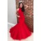 Long Red Mermaid High Neck Prom Dress Formal Evening Gowns 901343