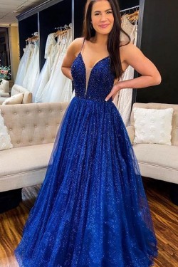 Long Royal Blue Sparkle Prom Dress Formal Evening Gowns 901347
