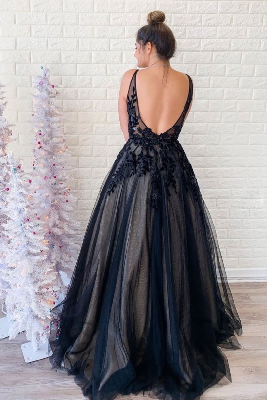 A-Line Tulle and Lace Long Prom Dress Formal Evening Gowns 901351 A-Line Tulle and Lace Long Prom Dress Formal Evening Gowns 901351