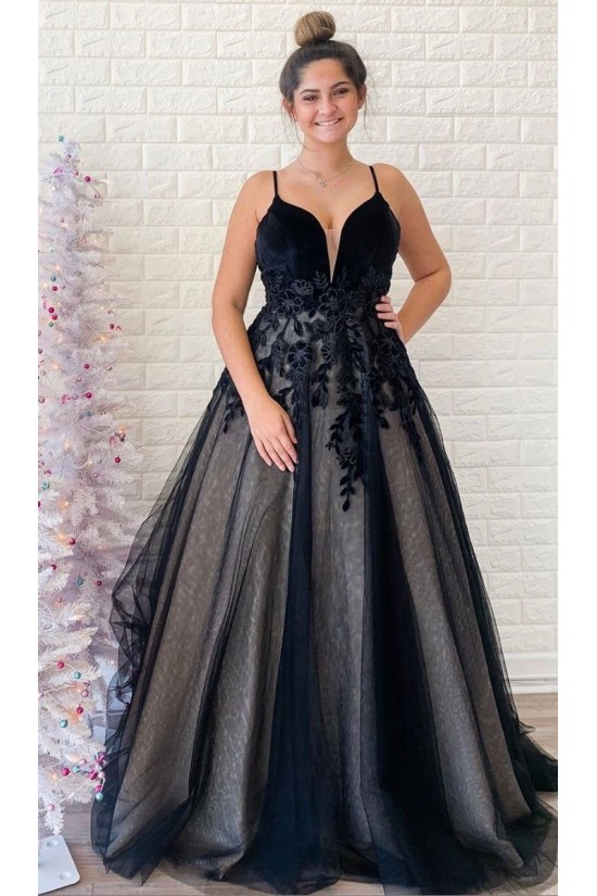 A-Line Tulle and Lace Long Prom Dress Formal Evening Gowns 901351 A-Line Tulle and Lace Long Prom Dress Formal Evening Gowns 901351