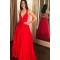 A-Line Long Red V Neck Prom Dress Formal Evening Gowns 901353
