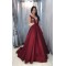 A-Line Long Satin V Neck Prom Dress Formal Evening Gowns 901354