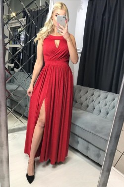 Simple Long Red Sparkle Prom Dress Formal Evening Gowns 901360