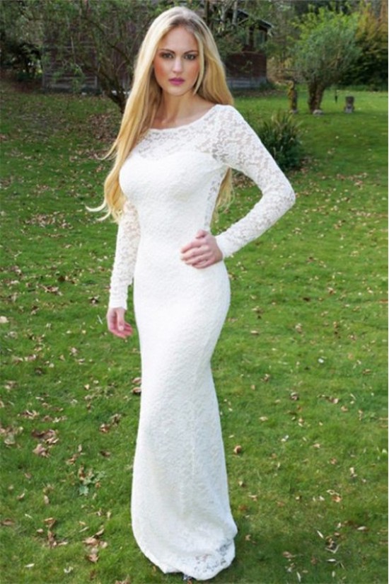 Long White Mermaid Lace Prom Dress Formal Evening Gowns 901363 Long White Mermaid Lace Prom Dress Formal Evening Gowns 901363