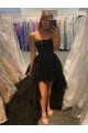 High Low Strapless Black Tulle Prom Dress Formal Evening Gowns 901369