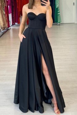 Long Black Sweetheart Prom Dress Formal Evening Gowns 901374