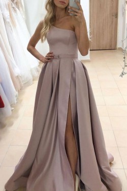 A-Line One Shoulder Long Prom Dress Formal Evening Gowns 901376