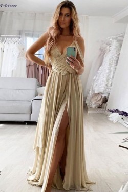 Chiffon and Lace Long Prom Dress Formal Evening Gowns 901378