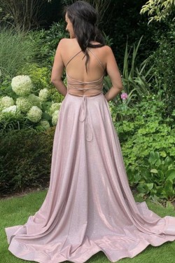 A-Line Spaghetti Straps Sparkle Prom Dress Formal Evening Gowns 901381