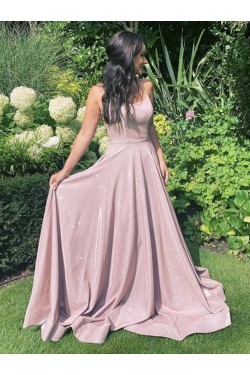 A-Line Spaghetti Straps Sparkle Prom Dress Formal Evening Gowns 901381