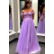 A-Line Off the Shoulder Tulle Prom Dresses Formal Evening Gowns 901382