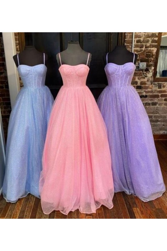 A-Line Spaghetti Straps Sparkle Prom Dress Formal Evening Gowns 901383