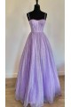 A-Line Spaghetti Straps Sparkle Prom Dress Formal Evening Gowns 901383