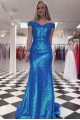 Mermaid Off the Shoulder Sparkle Long Prom Dress Formal Evening Gowns 901385