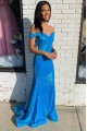 Mermaid Off the Shoulder Sparkle Long Prom Dress Formal Evening Gowns 901385