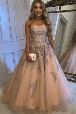 A-Line Lace and Tulle Prom Dresses Formal Evening Gowns 901387