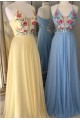 Long Yellow Embroidered Chiffon Prom Dress Formal Evening Gowns 901388