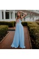 Long Yellow Embroidered Chiffon Prom Dress Formal Evening Gowns 901388
