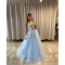 Long Blue Tulle and Lace Prom Dress Formal Evening Gowns 901391