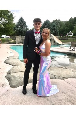 Mermaid Sparkle Lace Spaghetti Straps Prom Dress Formal Evening Gowns 901392