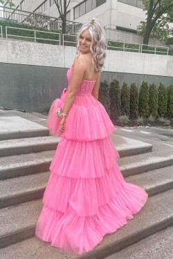 High Low Tulle and Lace Prom Dress Formal Evening Gowns 901394