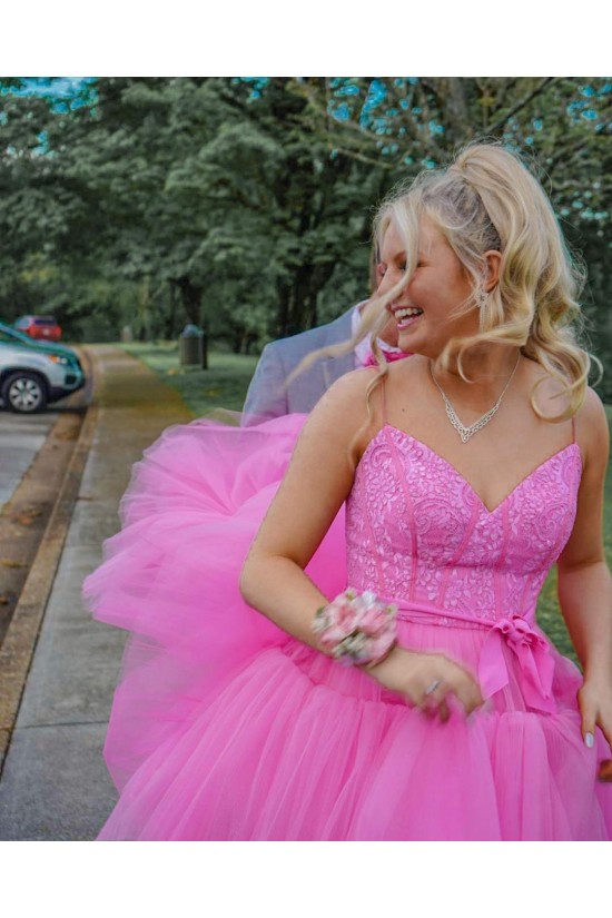 High Low Tulle and Lace Prom Dress Formal Evening Gowns 901394 High Low Tulle and Lace Prom Dress Formal Evening Gowns 901394