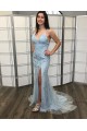 Long Blue Lace Spaghetti Straps Prom Dress Formal Evening Gowns 901400 Long Blue Lace Spaghetti Straps Prom Dress Formal Evening Gowns 901400